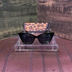 Elegant Black Sunglasses with Leopard Print Case